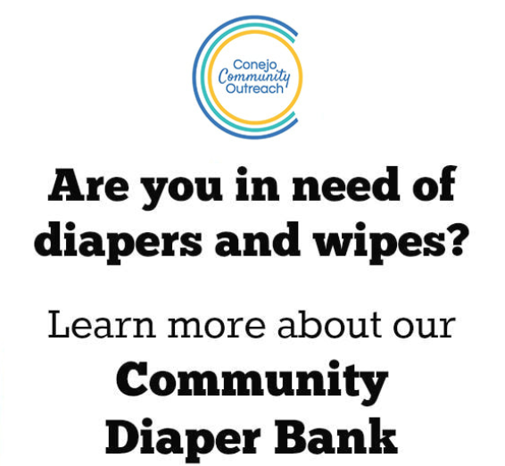 Text image that displays: Learn more about our Community Diaper Bank